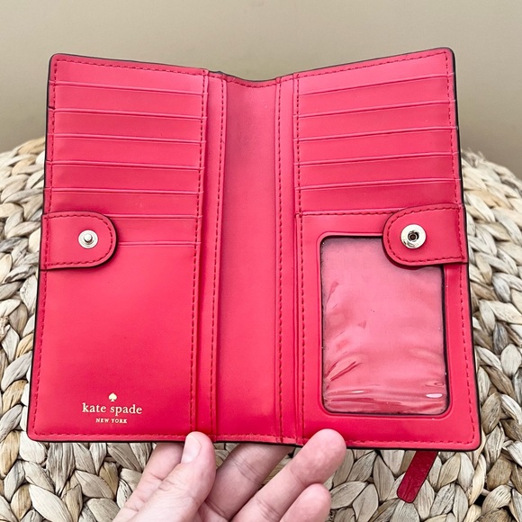 Kate Spade red leather flip open wallet - Picture 6 of 8